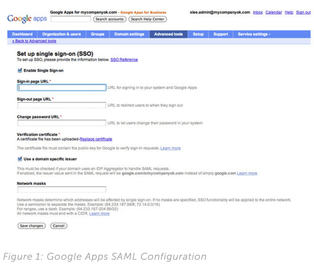 Google apps SAML configuration