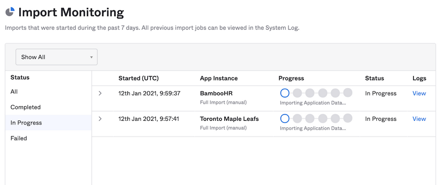 Okta Import Monitoring Dashboard