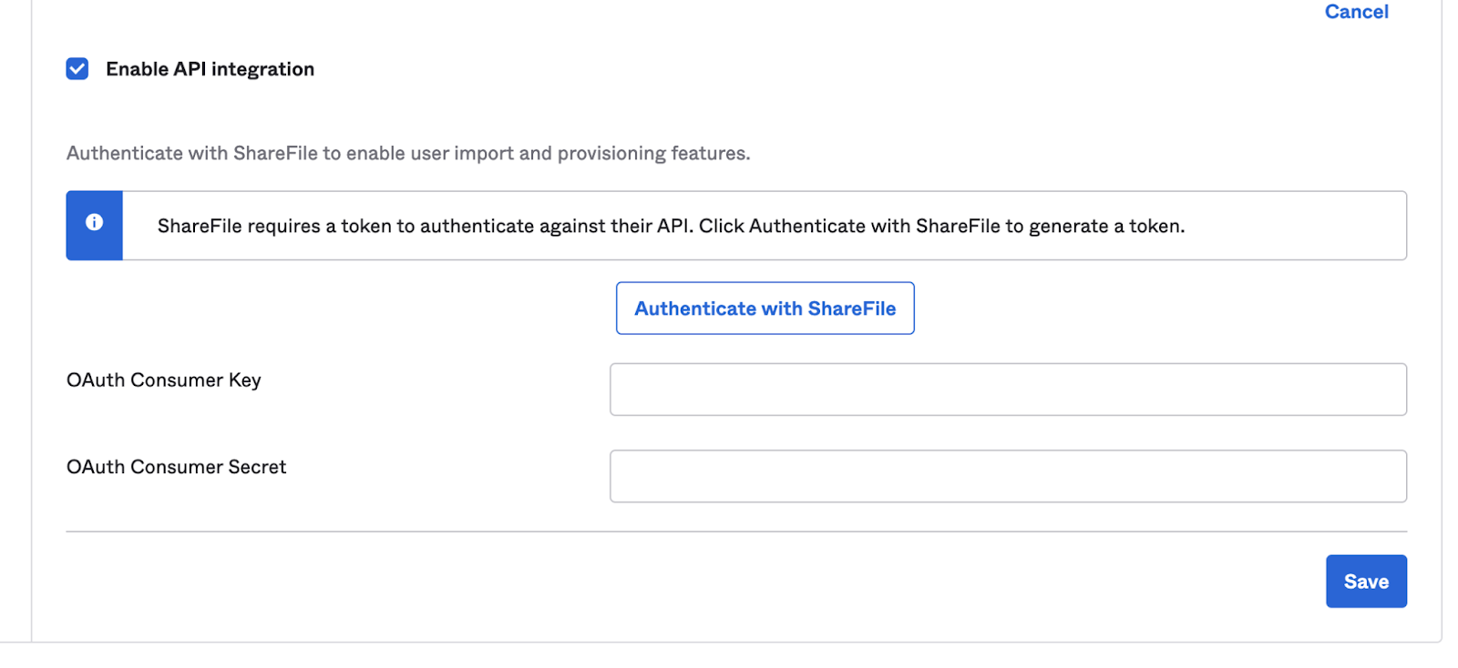 OIN ShareFile が REST OAuth をサポート (EA)