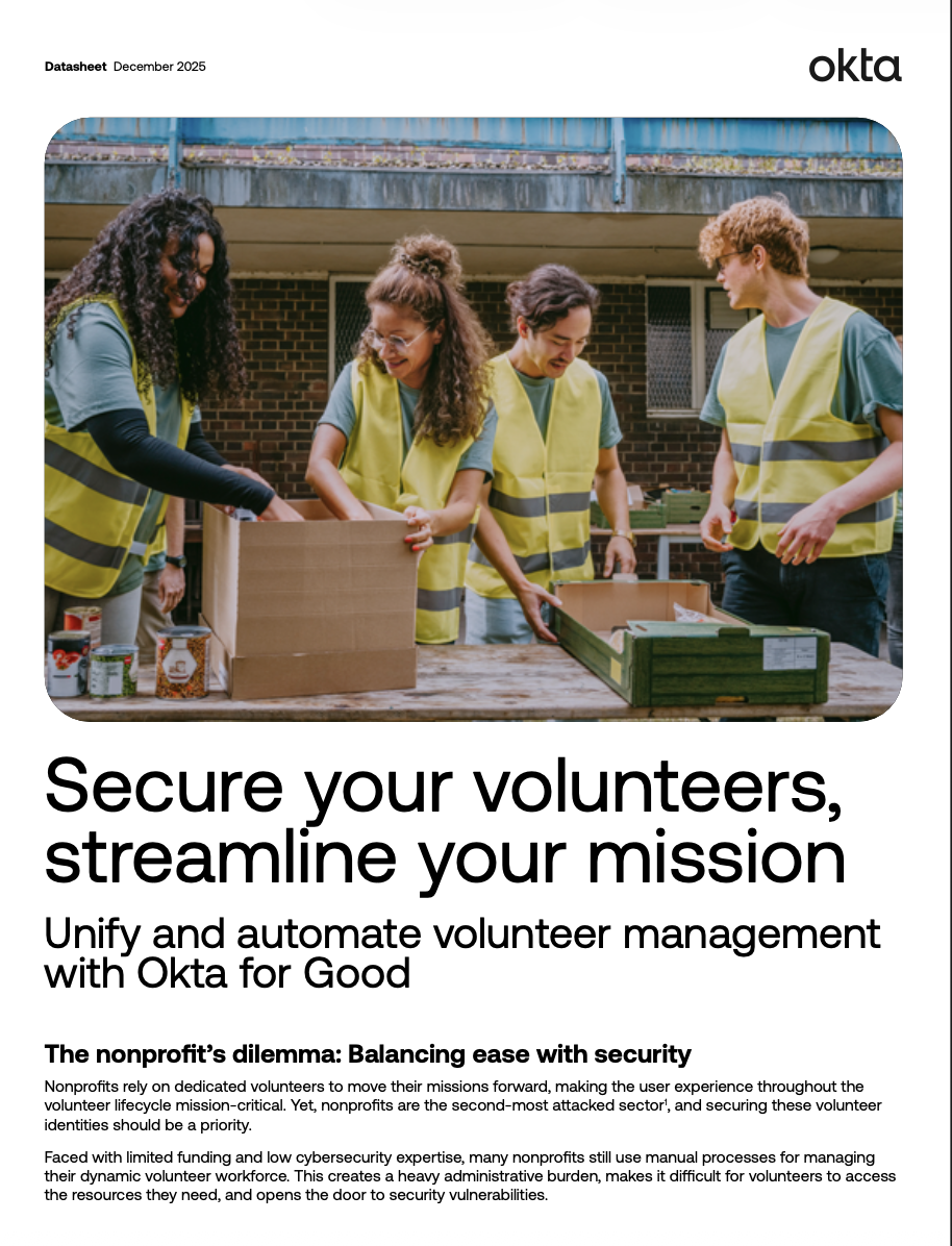 Okta for Good volunteer datasheet cover
