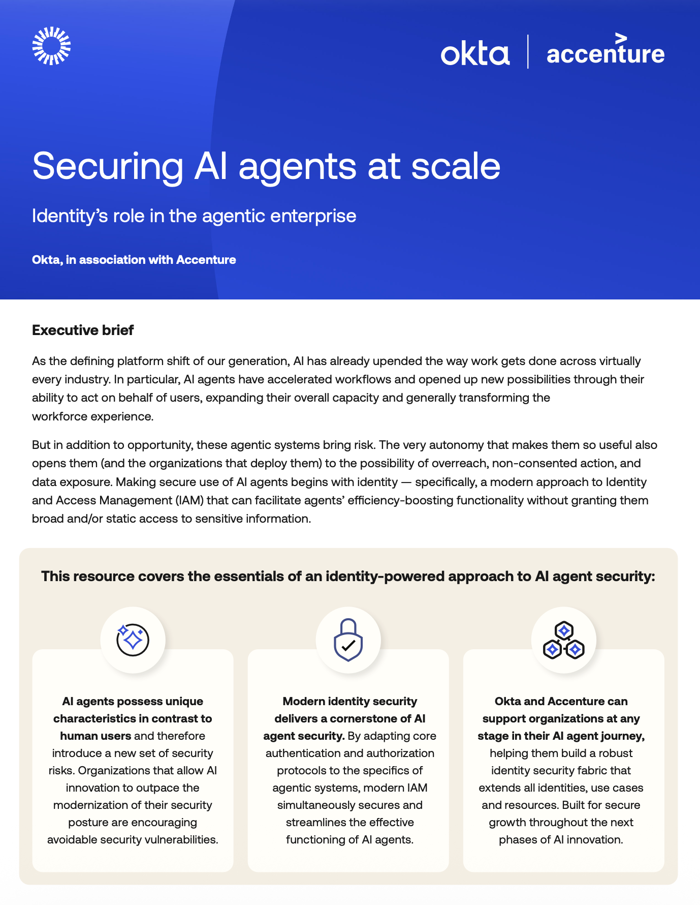 Okta & Accenture brochure: Securing AI agents at scale