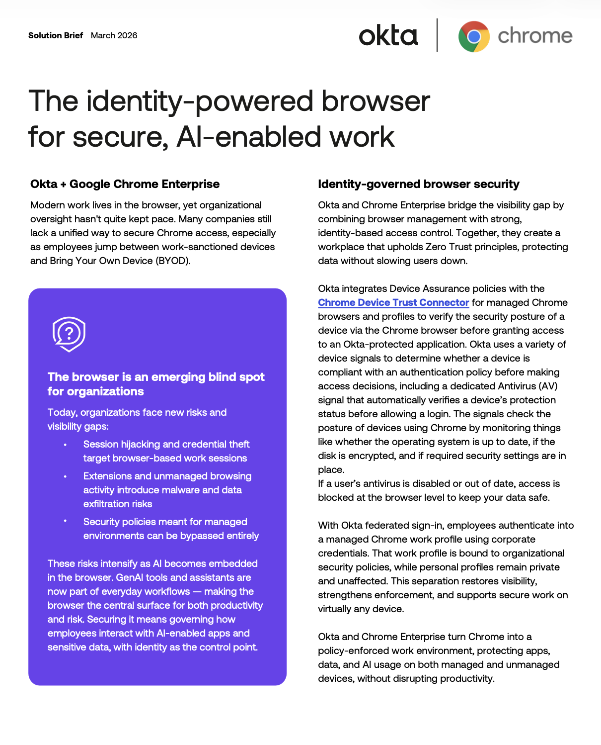 Preview image of the Okta and Google Chrome security brief cover.
