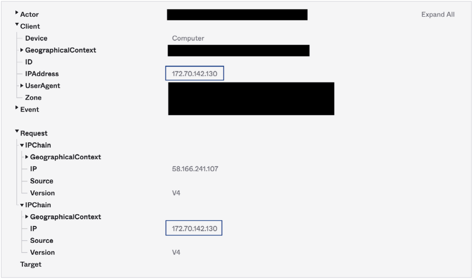 Figure 7: In the System Log query captured above