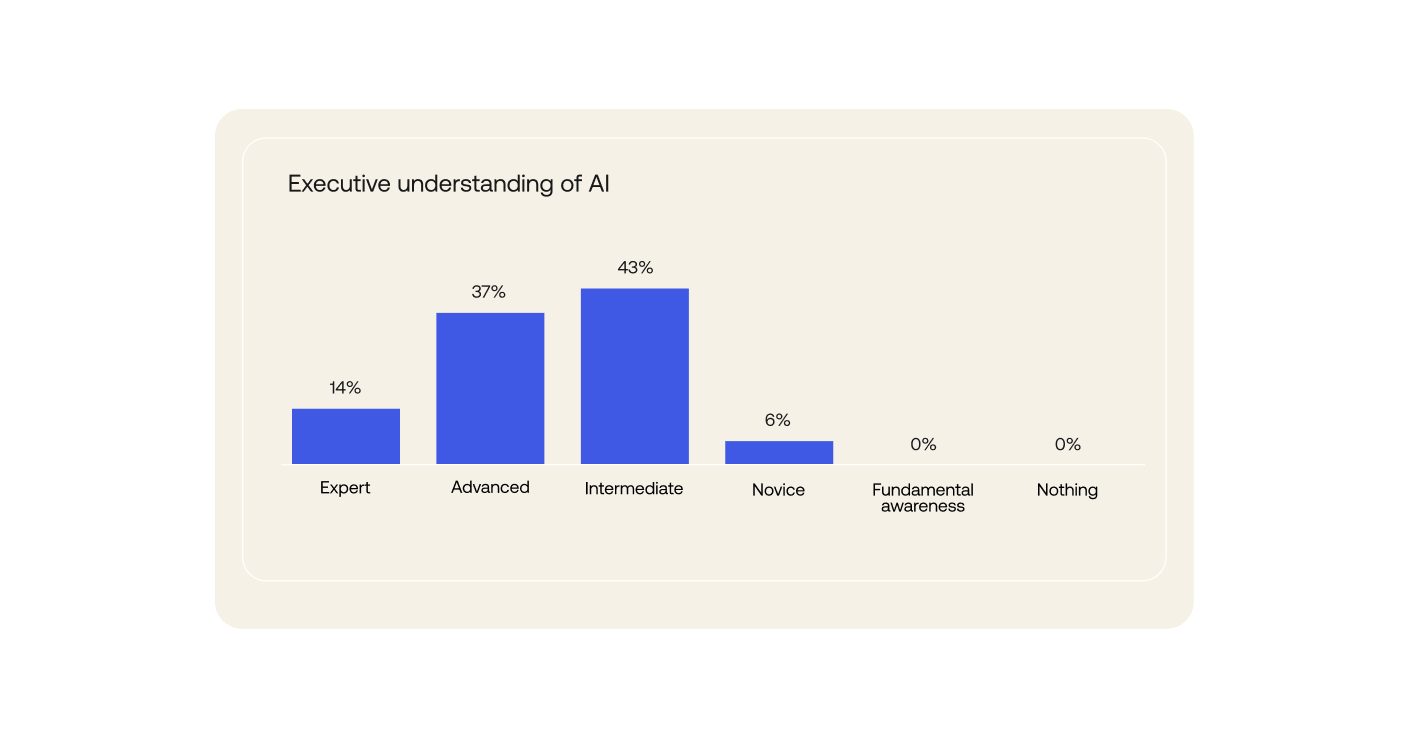 Graph indicating executive understanding of AI, from Expert to Nothing