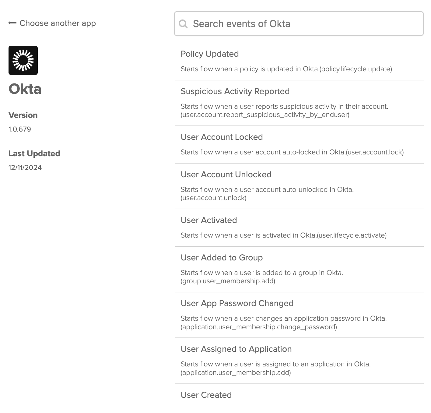 Workflows Hooks Okta events