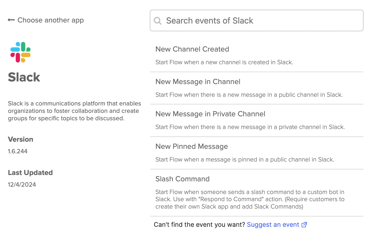 Workflows Hooks Slack events