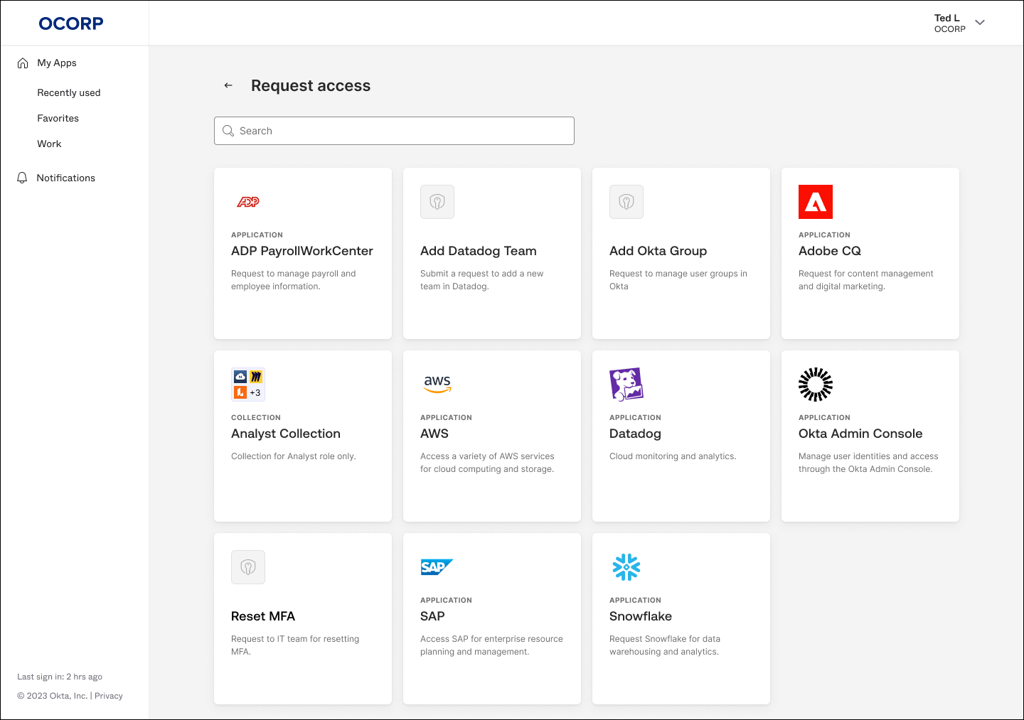 How to Request Access in the Okta Dashboard